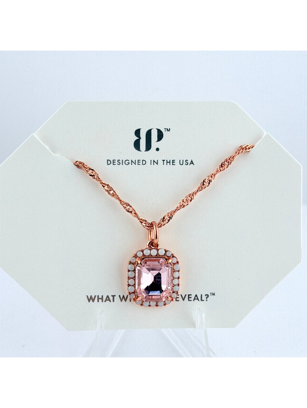 Bomb Party Pendants "Hearts on Fire" Moonstone & Rose Quartz Pendant on OG Chain